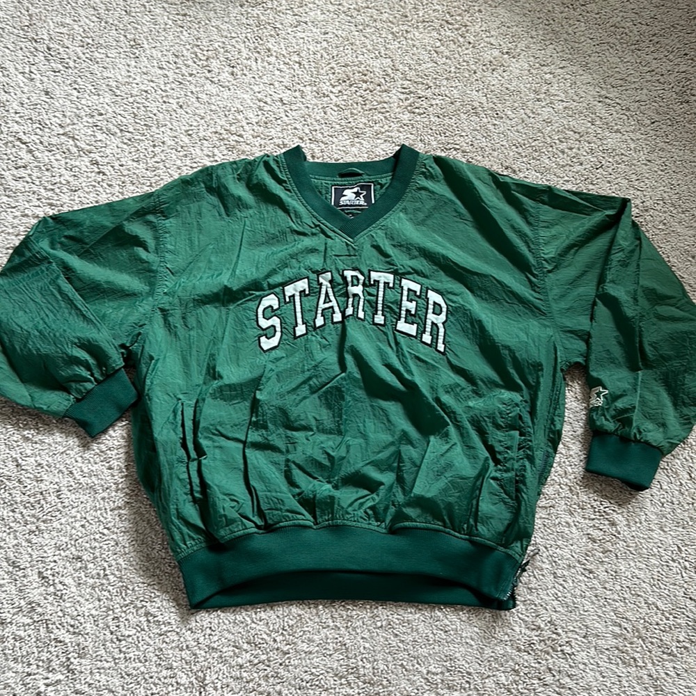 Vintage starter pullover nylon windbreaker jacket size large men’s green